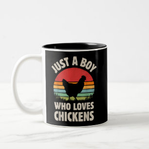 Taza Bicolor Pollo, sólo un chico que ama a los animales de gra