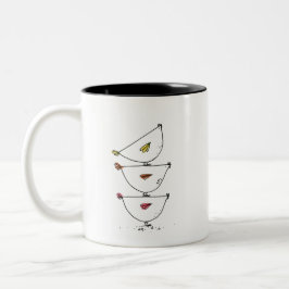 Taza Bicolor Pollos apilados de café de dos tonos