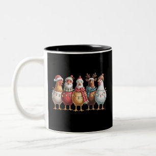 Taza Bicolor Pollos de Navidad Regalo de granja Amante de la gr