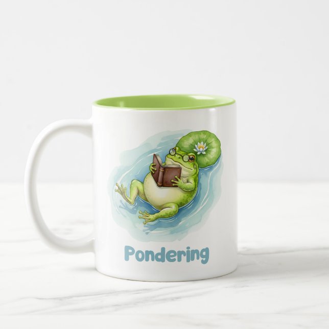 Taza Bicolor Pondering Frog Reading Book  (Izquierda)