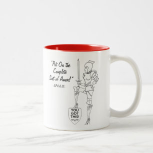 Taza Bicolor "Ponte el traje completo de armadura" Coff de dos
