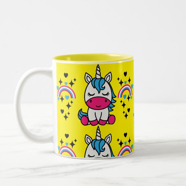 Taza Bicolor Pony de unicornio amarillo (Izquierda)