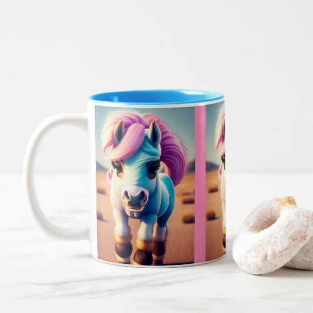 Taza Bicolor Pony Espíritu 3D 4 (Con donut)