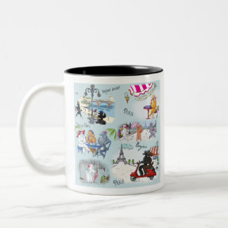 Taza Bicolor Poodle Collage Paris