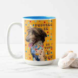Taza Bicolor Pop De Cumpleaños En Mug De Cachorro