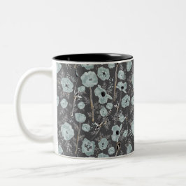 Taza Bicolor Poppies Flores de color negro gris azul