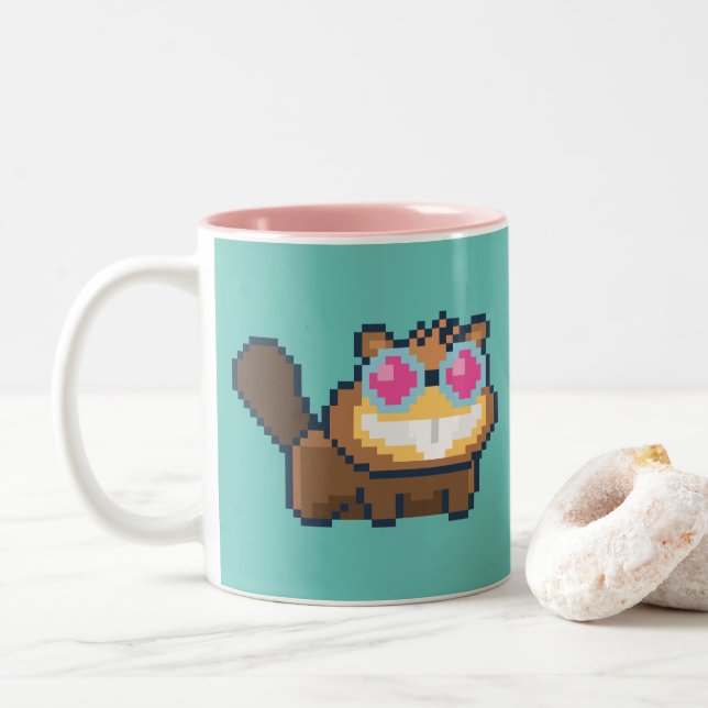 Taza Bicolor Poptropica Pixel Mug de 8 bits (Con donut)