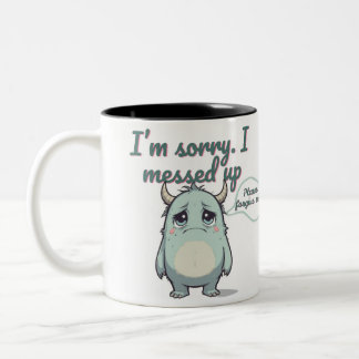 Taza Bicolor Por favor, perdóname - Regalo de disculpa de monst