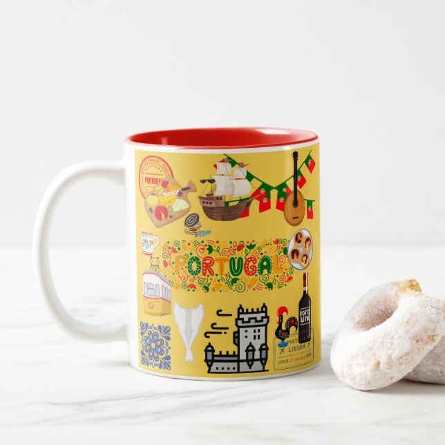 Taza Bicolor Portugal (Con donut)