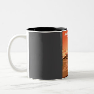 Taza Bicolor Poste de viaje retro mínimo en el Valle del Monume