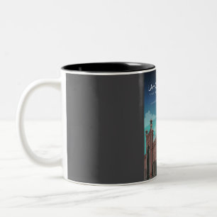 Taza Bicolor Poste de viaje retro mínimo en la época de cosecha