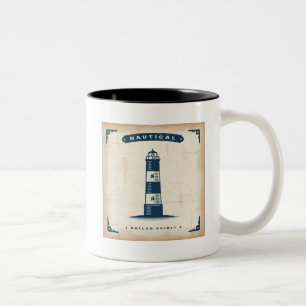 Taza Bicolor Poster 1 del faro del vintage
