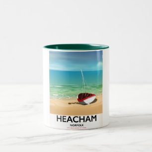 Taza Bicolor Poster costero vintage de Heacham Norfolk