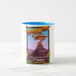 Taza Bicolor Póster de aventura del volcán Mayon Filipinas