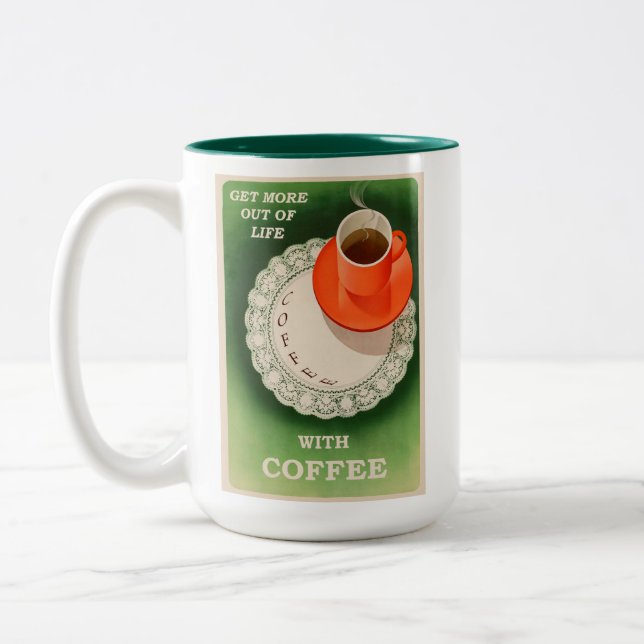 Taza Bicolor Poster de café de época retro (Izquierda)