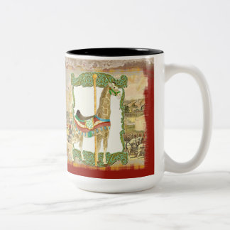 Taza Bicolor Poster de circo vintage, Carnaval de Giraffe