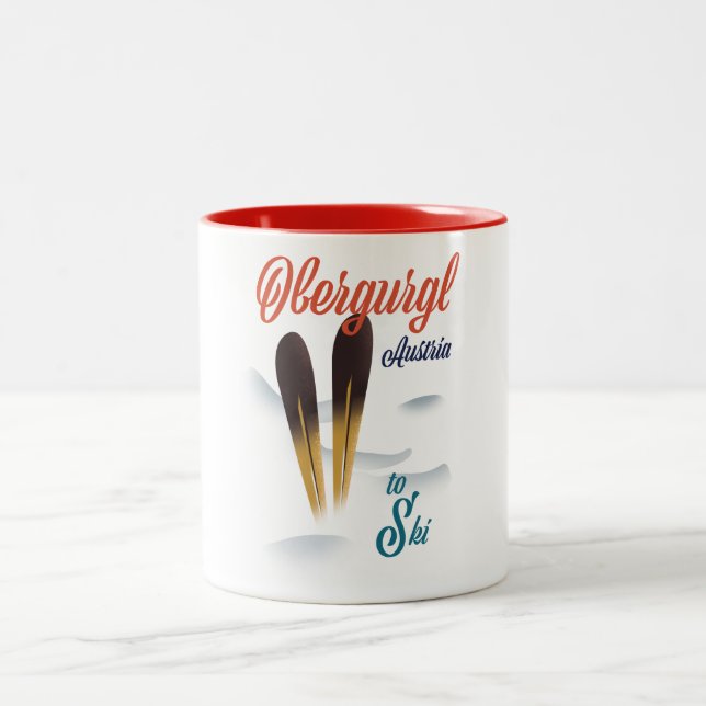 Taza Bicolor Poster de esquí de Obergurgl Austria (Centro)