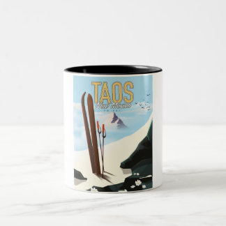 Taza Bicolor Poster de esquí de Taos New Mexico
