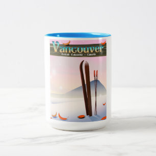 Taza Bicolor Póster de esquí de Vancouver Columbia Británica