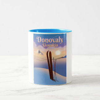 Taza Bicolor Poster de esquiar Donovaly Slovakia.