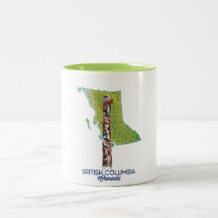 Taza Bicolor Póster de mapa de Columbia Británica Canadá.
