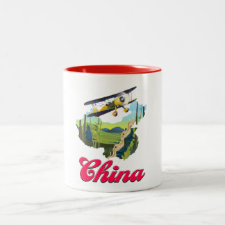 Taza Bicolor Poster de mapa de viajes de China