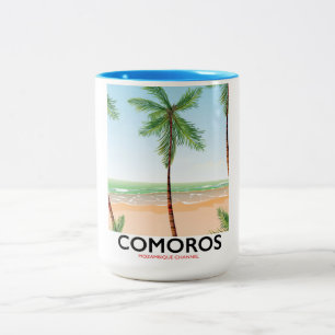 Taza Bicolor Póster de vacaciones en la isla de Comoras.