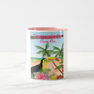 Taza Bicolor Póster de vacaciones en la playa Tamarindo Costa R