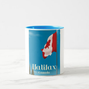 Taza Bicolor Póster de viaje a Halifax Canadá