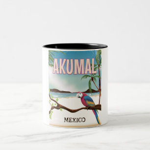 Taza Bicolor Póster de viaje a la playa Akumal México