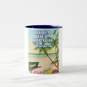 Taza Bicolor Póster de viaje a la playa Boca del Drago Panamá