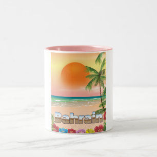 Taza Bicolor Póster de viaje a la playa de Baréin