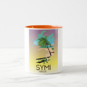 Taza Bicolor Póster de viaje a Symi Grecia