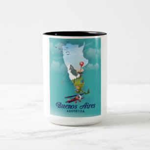 Taza Bicolor Póster de viaje de Buenos Aires, Argentina