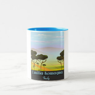 Taza Bicolor Póster de viaje de Emilia-Romaña Italia