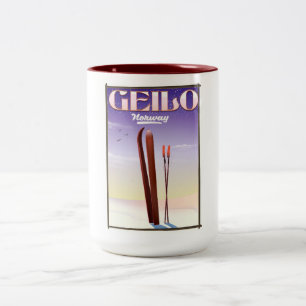 Taza Bicolor Póster de viaje de esquí de Geilo, Noruega