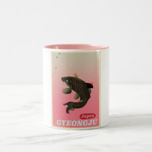 Taza Bicolor Póster de viaje de estilo vintage de Gyeongju Core
