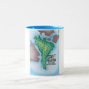 Taza Bicolor Póster de viaje de la isla Falster Dinamarca.
