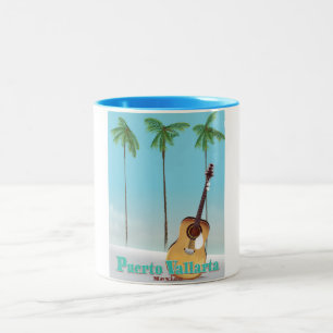 Taza Bicolor Póster de viaje de Puerto Vallarta México