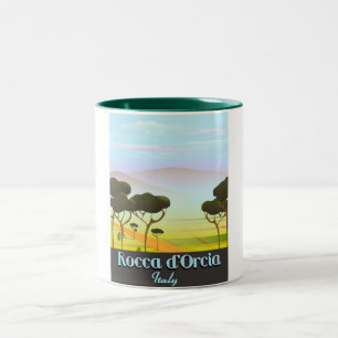 Taza Bicolor Póster de viaje de Rocca d'Orcia Italia