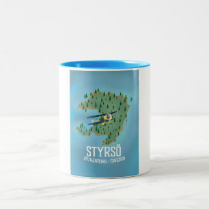 Taza Bicolor Póster de viaje de Styrsö, Suecia.