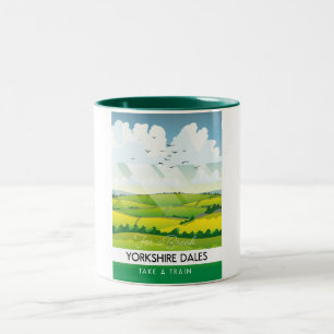 Taza Bicolor Póster de viaje de Yorkshire Dales.