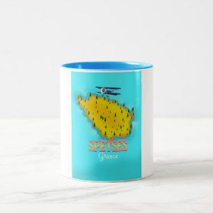 Taza Bicolor Póster de viaje del mapa de la isla griega de Spet