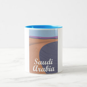 Taza Bicolor Poster de viaje vintage de Arabia Saudita