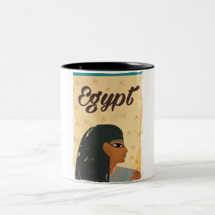 Taza Bicolor Póster de viaje vintage jeroglíficos de Egipto