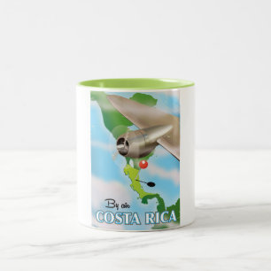 Taza Bicolor Póster de viaje vintage Mapa de Costa Rica