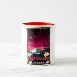 Taza Bicolor póster de viajes de vesturland Islandia
