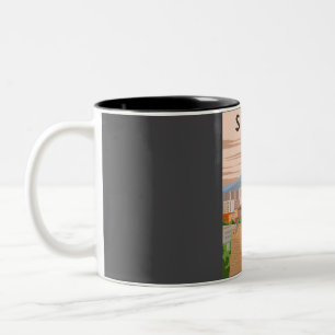 Taza Bicolor Poster de Viajes Vintage de Seúl