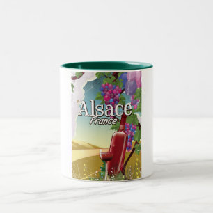 Taza Bicolor Póster de vino de tarde perezosa de Alsacia Franci