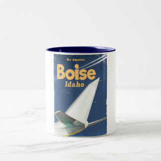 Taza Bicolor Poster de vuelo de Boise Idaho